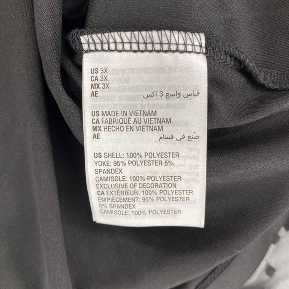 Style & Co Womens Plus 0X Black Floral Swiss Dot Eyelet V-Neck 3/4 Sleeve Top - Picture 5 of 7